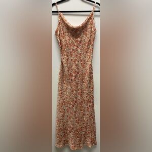 Dex Orange Floral Maxi Dress Size Large